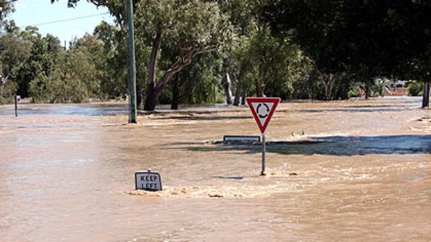 Flooding covers streets in Dalby.