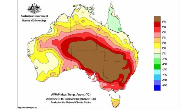 A hot start to spring for much of Australia.