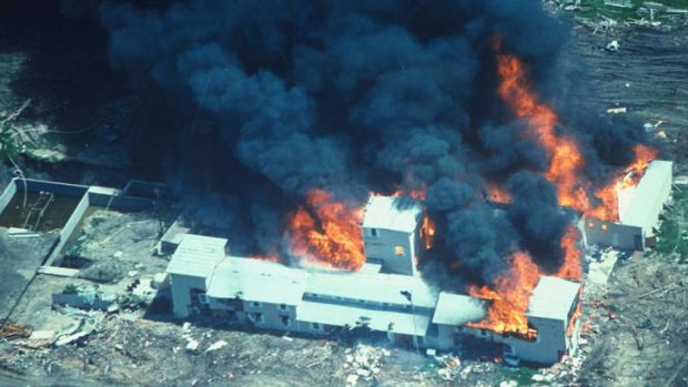 Inferno … the Branch Davidian compound in Waco, Texas, on fire in April, 1993.
