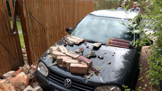 A damaged car in Moorabbin.