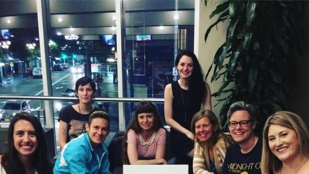 The organisers of the March On Sydney. From right to left Mellisa Ayre, Zoe Burrell, Dr. Mindy Freiband, Laura La Rosa, Kate Taylor, Rebecca Turnbow, Elizabeth Cage, Bethany Fackler