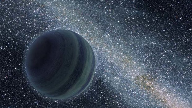 This artist's conception shows a newly discovered type of planet that wanders freely.