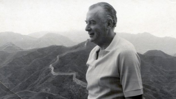 Bold move: Gough Whitlam stands on the Great Wall during his 1971 visit to China.