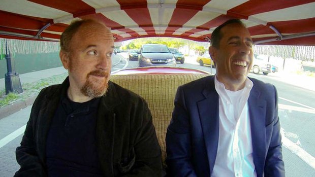 Clowning around: Louis C.K and Jerry Seinfeld in season three of  <i>Comedians in Cars Getting Coffee</i>.