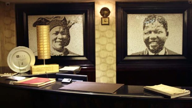 Anti-apartheid icons ... mosaics of Albertina Sisulu and Nelson Mandela.