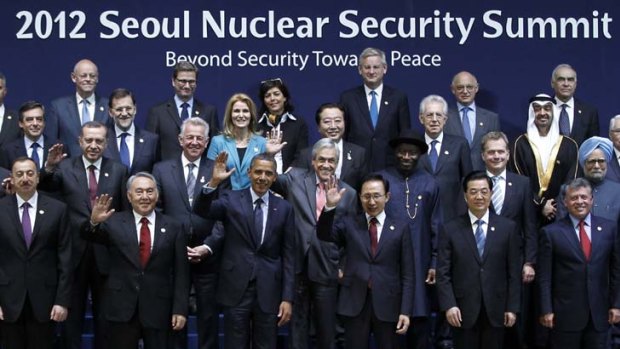 Photo opportunity ... world leaders gather in South Korea for the Nuclear Security Summit.