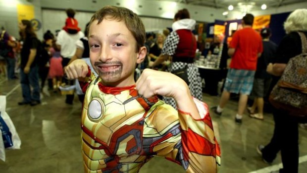 Eight-year-old Lucas Yilmaz, from Hattonvale, has dressed up as Iron Man for Supanova.
