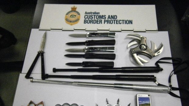 Armed to the teeth ... Weapons seized from Natasha Adams luggage.