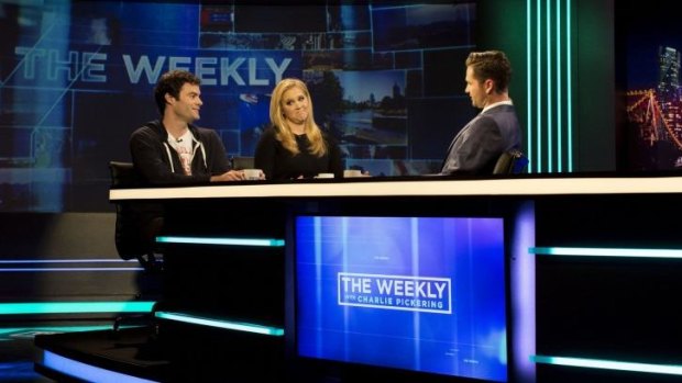 Interesting people: Bill Hader and Amy Schumer on <i>The Weekly with Charlie Pickering</i>.