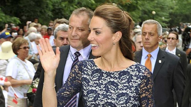 Stylish ... Britain's Catherine, Duchess of Cambridge, waves to the crowd.