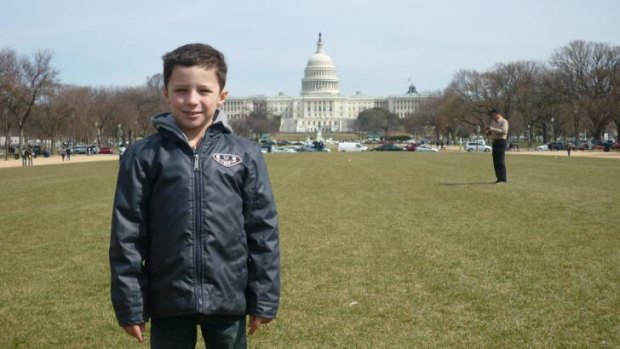 Power play: Sam on the National Mall in Washington DC.