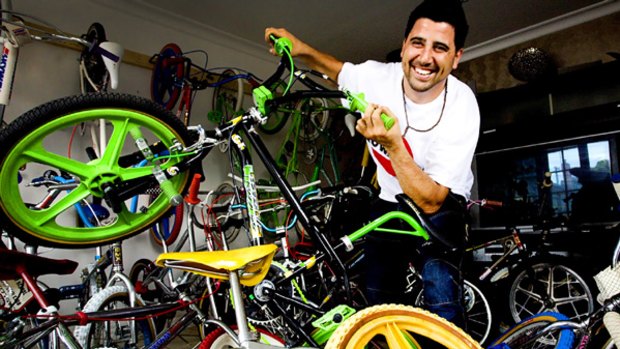 Raff Merhi with his beloved collection of BMX bikes