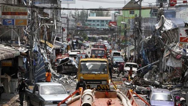 Carnage &#8230; the aftermath of a bomb attack blamed on Muslim separatists in Thailand's Yala province last year.