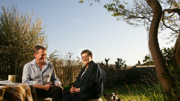 Bill Shorten with his mother, Ann, at the family home.