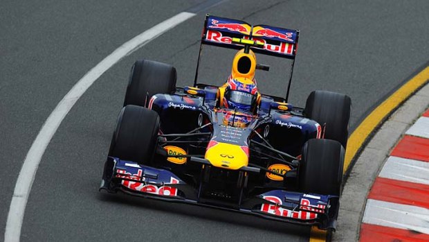 Mark Webber during practice for the Australian Formula One Grand Prix at Albert Park.