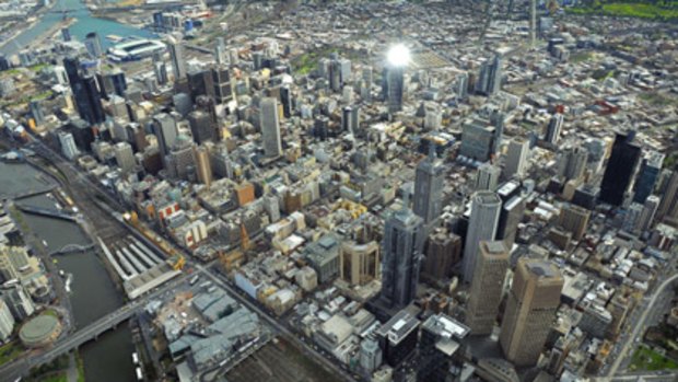 An aerial view of Melbourne's CBD.