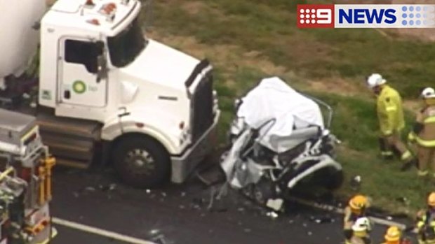 Emergency services at the scene of a fatal crash at Hattonvale.