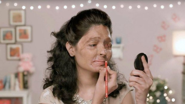 Activists produced a makeup tutorial video, starring Reshma Quereshi, to bring attention to the issue of acid attacks in India. Credit Make Love Not Scars