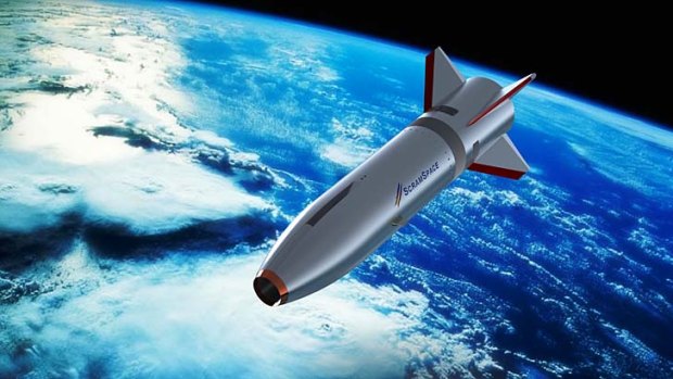 An artists' impression of the University of Queensland's concept for its SCRAMSPACE 1 hypersonic research vehicle.