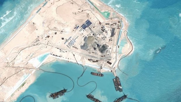 Extraordinary building works on Fiery Cross Reef in the Spratly Islands