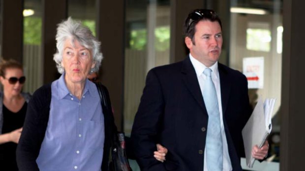 Predicament ... Therese O'Brien and her son, Justin Hugh O'Brien, arrive at court yesterday.