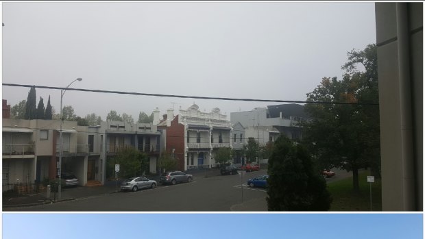 Fog hides the Melbourne CBD from North Melbourne this  morning.