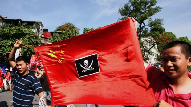 Demonstration ... Vietnamese youths march through Hanoi protesting against Chinese maritime policy.