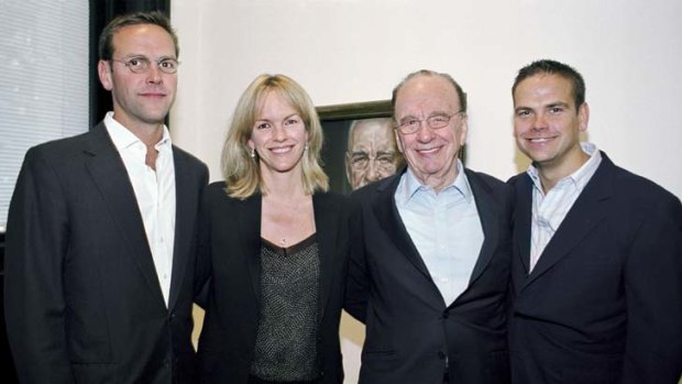 House divided ... Rupert Murdoch with James, left, Elisabeth and Lachlan.
