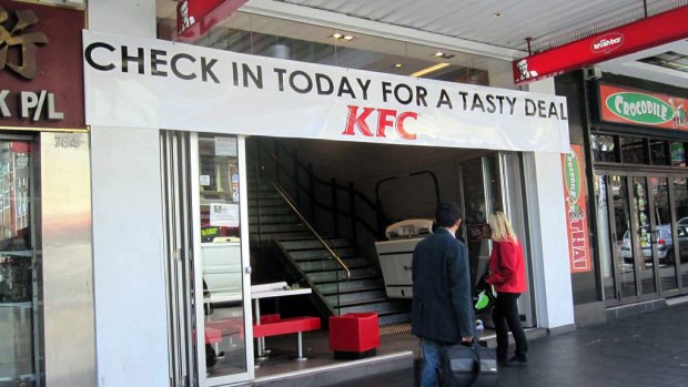 The banner outside the KFC George Street store today.