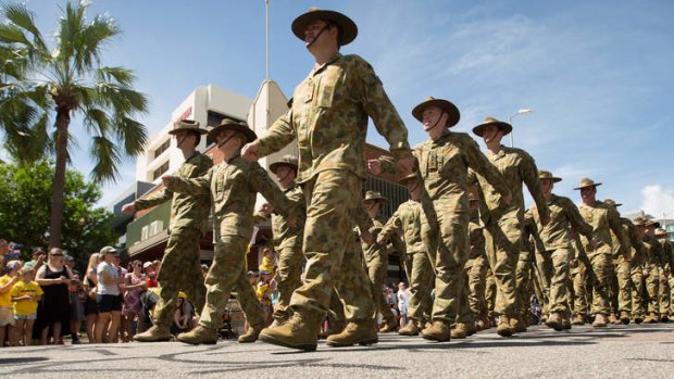 Stepping out: Darwin residents welcome home service men and women from Afghanistan.