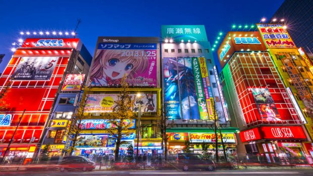 Shops in the Akihabara district, the lively electronics hub of Tokyo.