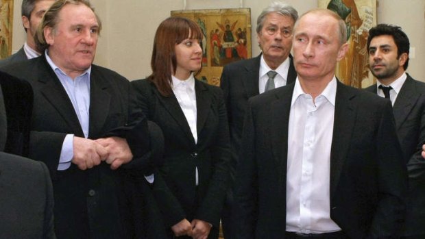 Good friends ... Vladimir Putin, right, and French actor Gerard Depardieu.