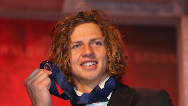 Midfielder Nat Fyfe wins the 2015 Brownlow Medal.