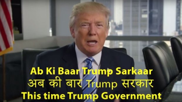 Trump speaking Hindi in a video.