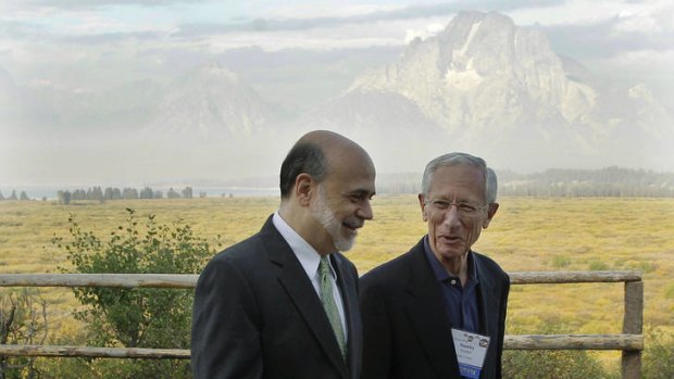 Good view: Ben Bernanke and Bank of Israel governor Stanley Fischer at Jackson Hole, Wyoming.