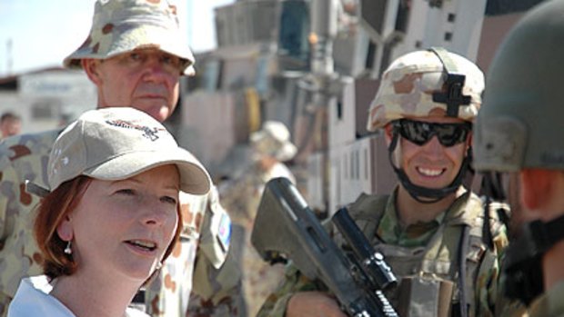 Prime Minister Julia Gillard meets Australian troops in Afghanistan