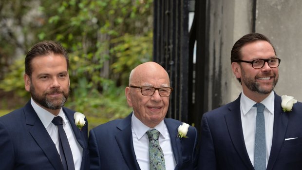 Rupert Murdoch with his sons Lachlan, left.