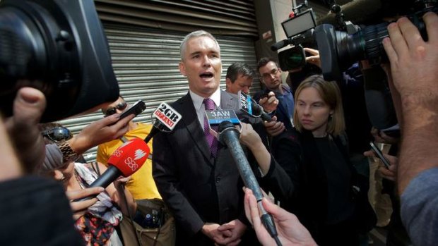 Former MP Craig Thomson outside the Melbourne Magistrates court after lodging an appeal against his conviction and sentence for fraud.