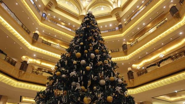 Controversial ... a Christmas tree has been decked out with $US11 million worth of gold and precious stones