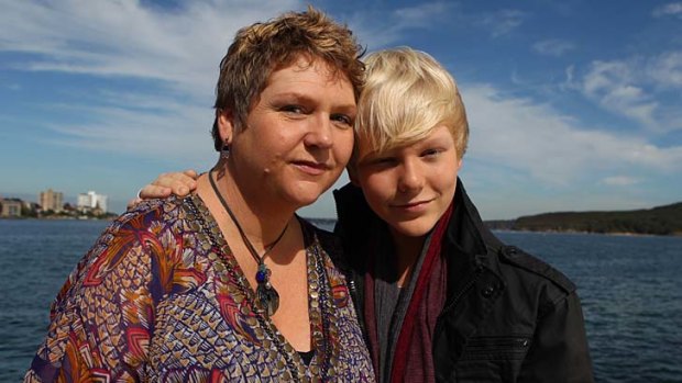 Jack Vidgen,14, poses with his mother Rachel Hayton at Manly on Sydney's north shore.