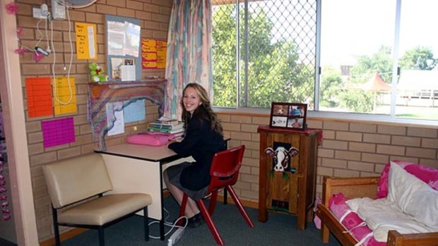 Not quite Hogwarts ... Yanco Agricultural College school captain Katie Beal in her private bedroom.