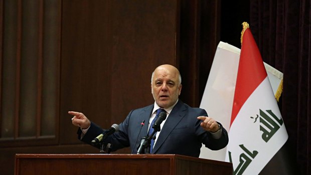 Iraq Prime Minister Haider al-Abadi said Iraqi forces were in full control of the country's border with Syria.