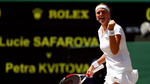 Petra Kvitova celebrates during her semi-final against Lucie Safarova.