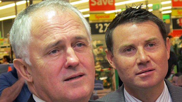 Former Opposition leader Malcolm Turnbull with MP Andrew Laming.