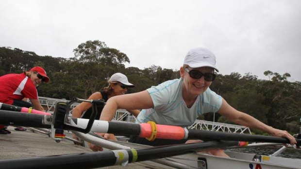All fun &#8230; Candace Lewis, right, trains with crew members Penny Deans and Gina Shortis. ''It's blisters, sweat and tears, but it's also meditation,'' Lewis says.