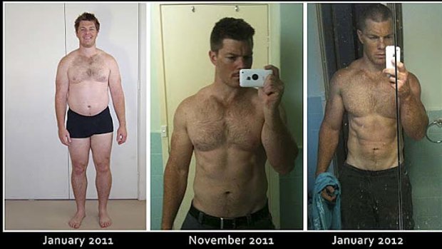 Winning a weighty battle ... before and after pictures of Clyde Rathbone as he worked his way from depression back to peak fitness.