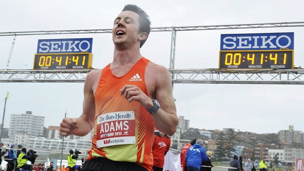 Liam Adams crosses the line in the 2012 City2Surf.