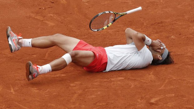 Rafael Nadal celebrates winning the French Open against David Ferrer.