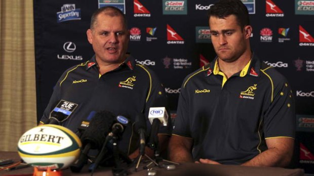 Testing times: Wallabies coach Ewen McKenzie and captain James Horwill at Monday's news conference.