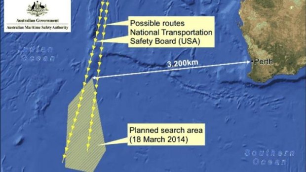 This graphic released by the Australian Maritime Safety Authority shows the original search area for the missing Malaysia Airlines plane, which has been reduced from 232,000 to 89,000 square nautical miles.